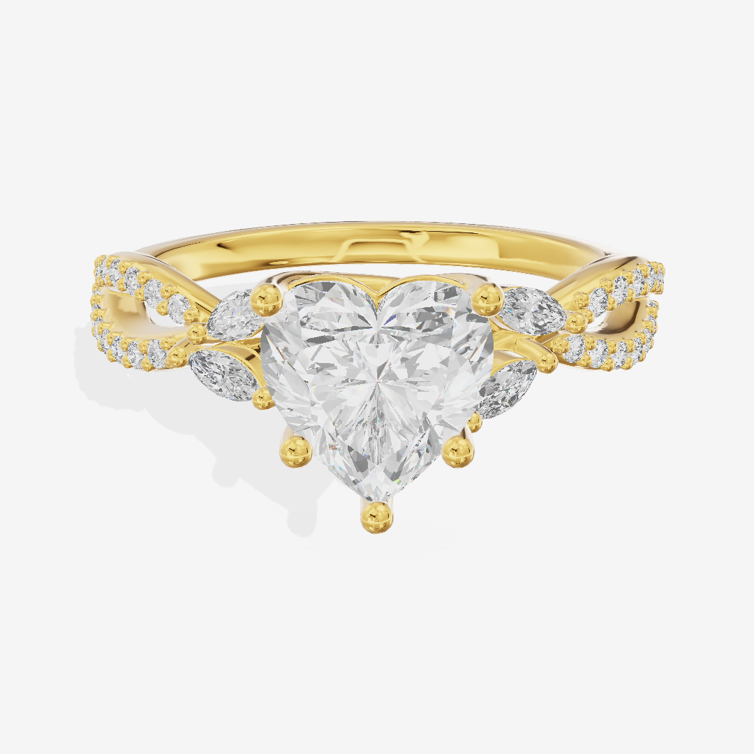 Luxe Domeline 1.5mm Heart Solitaire Engagement Ring (1/8 ct. tw.) in 18K Yellow Gold