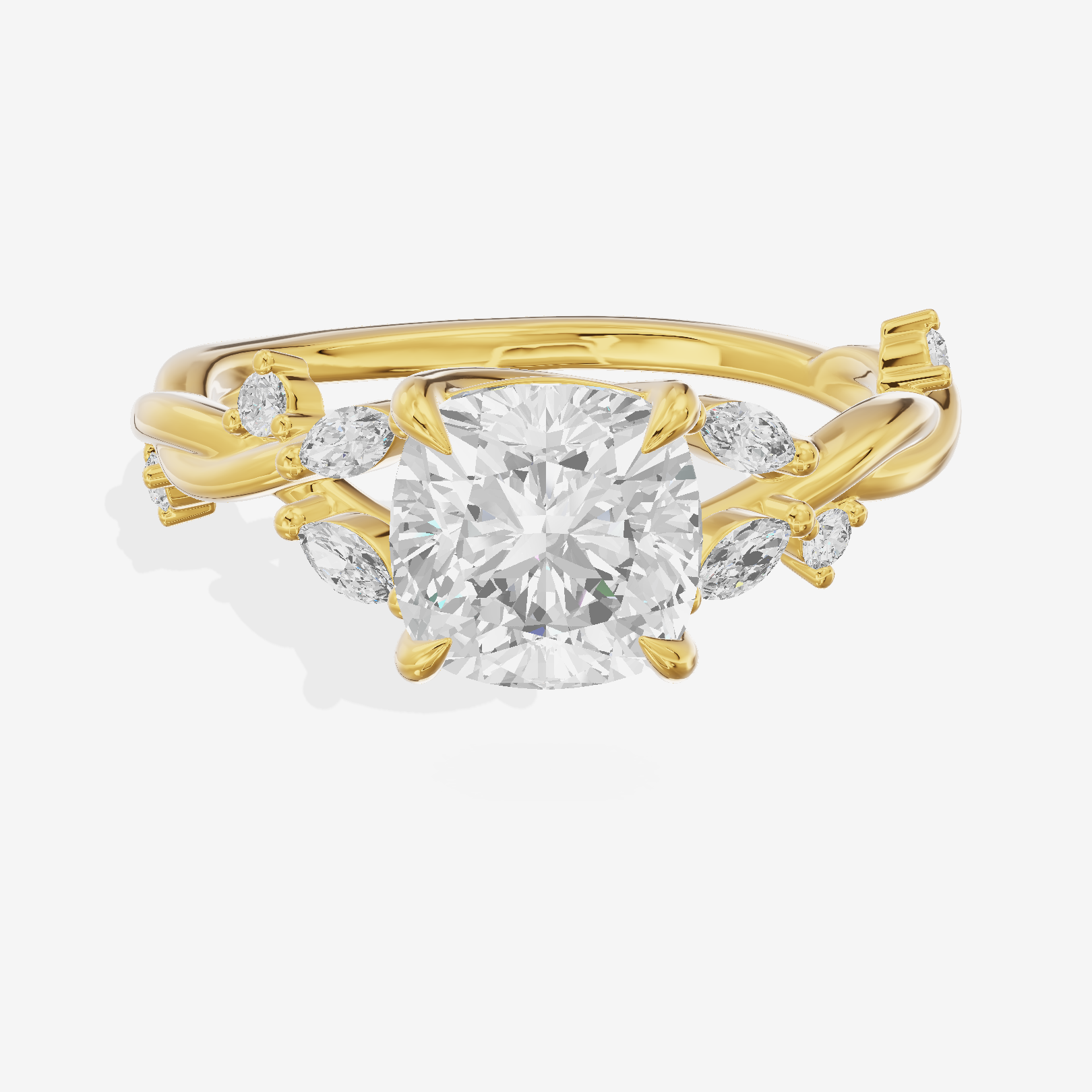 Twined Vowsae Cushion Twisted Engagement Ring (1/6 ct. tw.) in 18K Yellow Gold