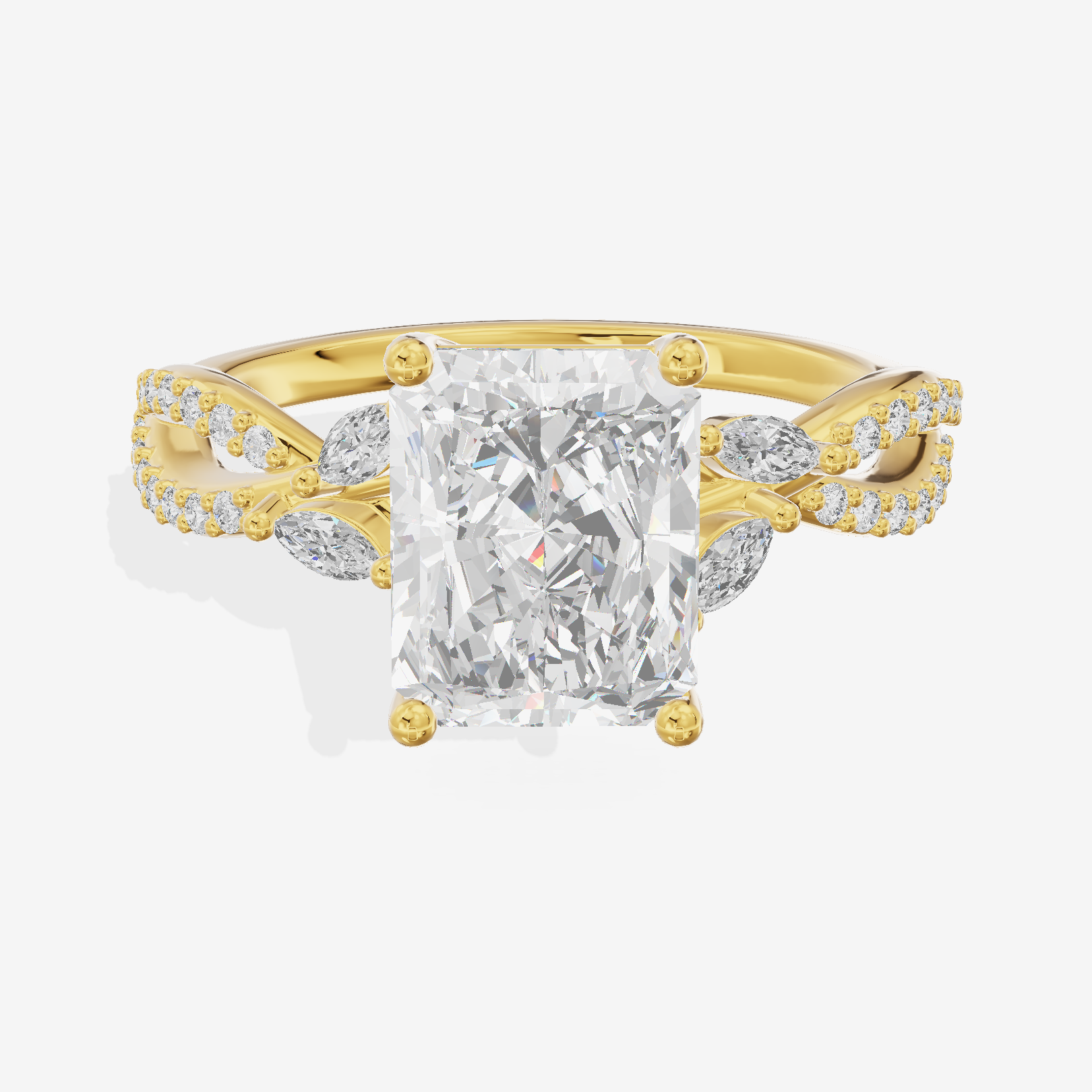 Luxe Lumera Radiant Engagement Ring with Side Stones (1/4 ct. tw.) in 18K Yellow Gold