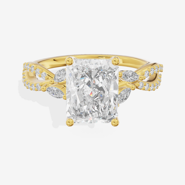 Luxe Lumera Radiant Engagement Ring with Side Stones (1/4 ct. tw.) in 18K Yellow Gold