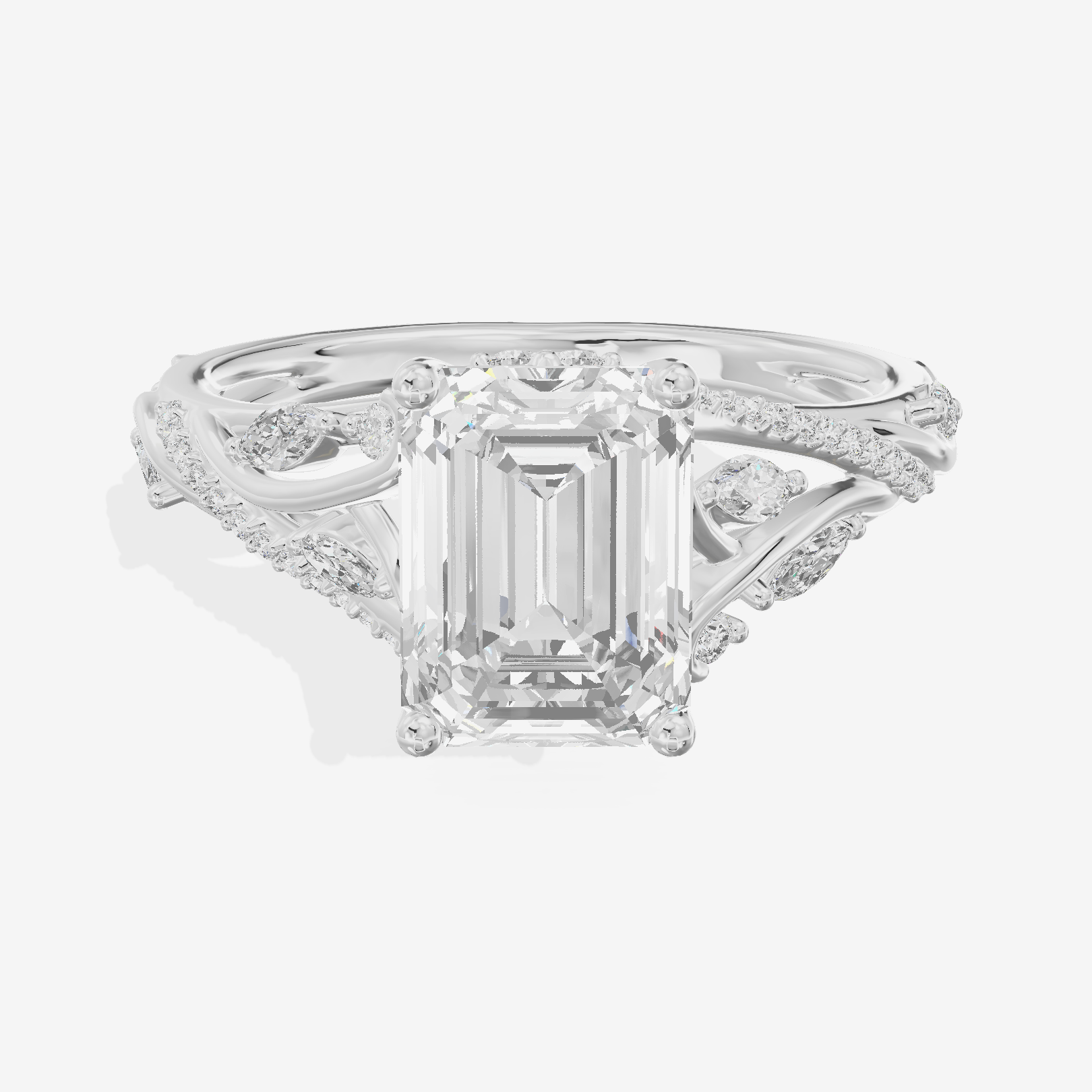Twined Lumera Emerald Twisted Engagement Ring (1/2 ct. tw.) in Platinum