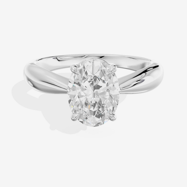 Aimora Trellis 2mm Oval Solitaire Engagement Ring in 18K White Gold