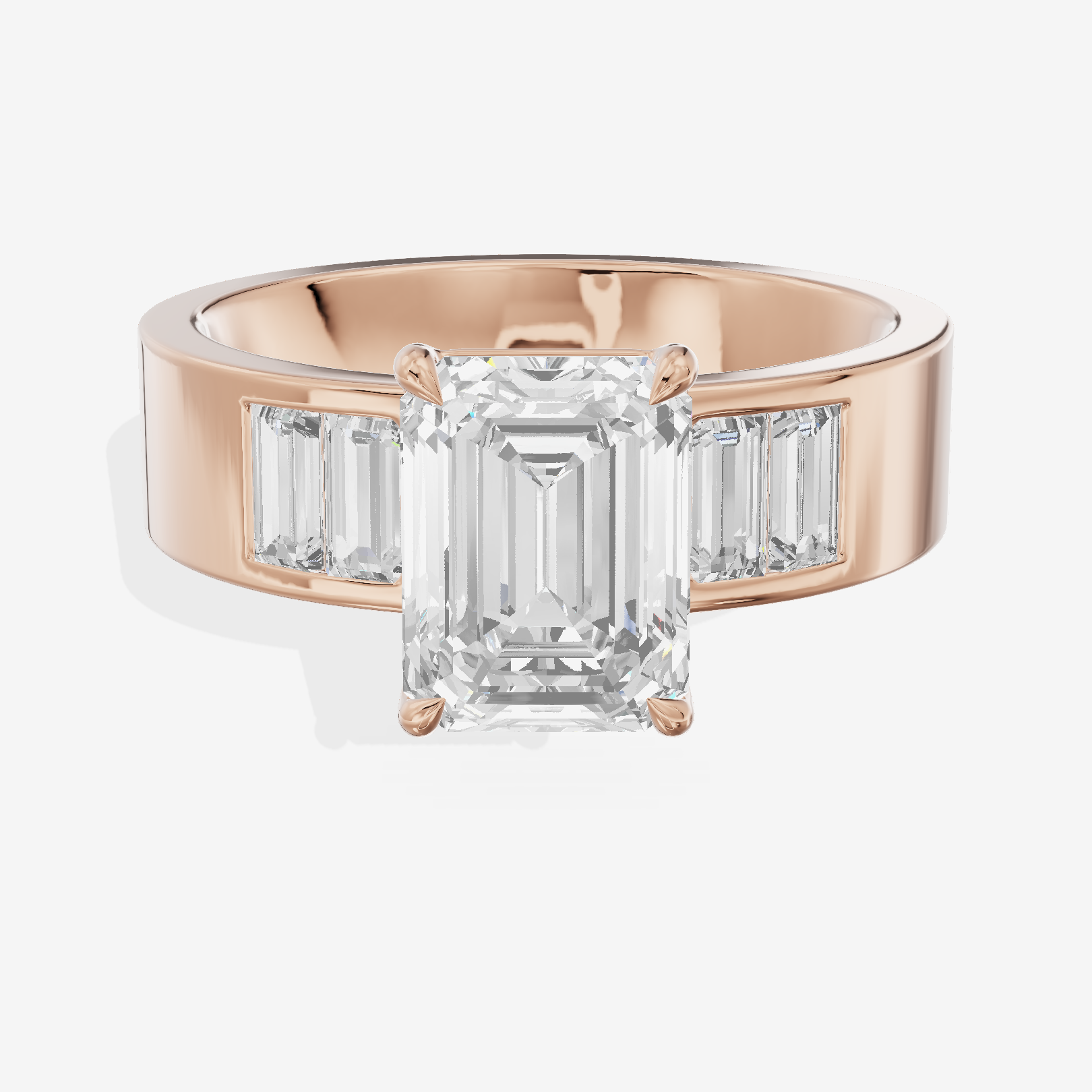 Grand Sincere Emerald Engagement Ring with Side Stones (3/5 ct. tw.) in 14K Rose Gold