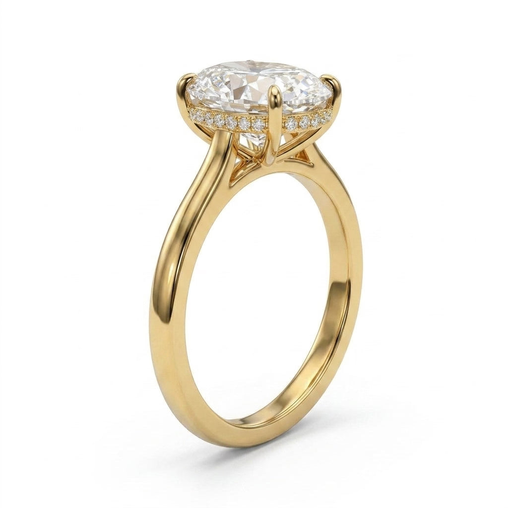Hidden Halo Oval Engagement Ring (5 ct. tw.) in 18K Yellow Gold