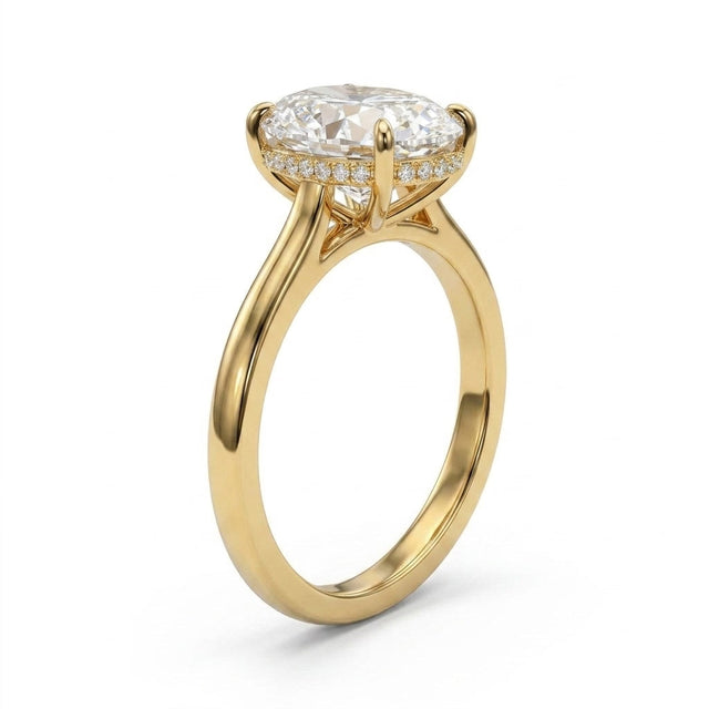 Hidden Halo Oval Engagement Ring (5 ct. tw.) in 18K Yellow Gold