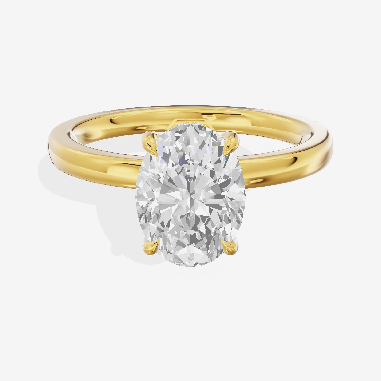 Classic Tensare Oval Engagement Ring with Hidden Halos (1/15 ct. tw.) in 18K Yellow Gold
