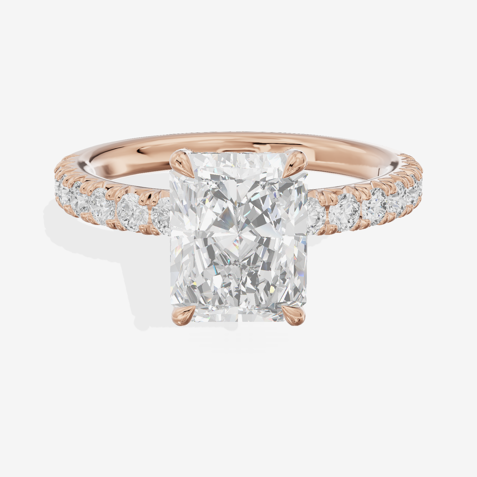 Twined Maia Radiant Engagement Ring with Side Stones (1/2 ct. tw.) in 14K Rose Gold