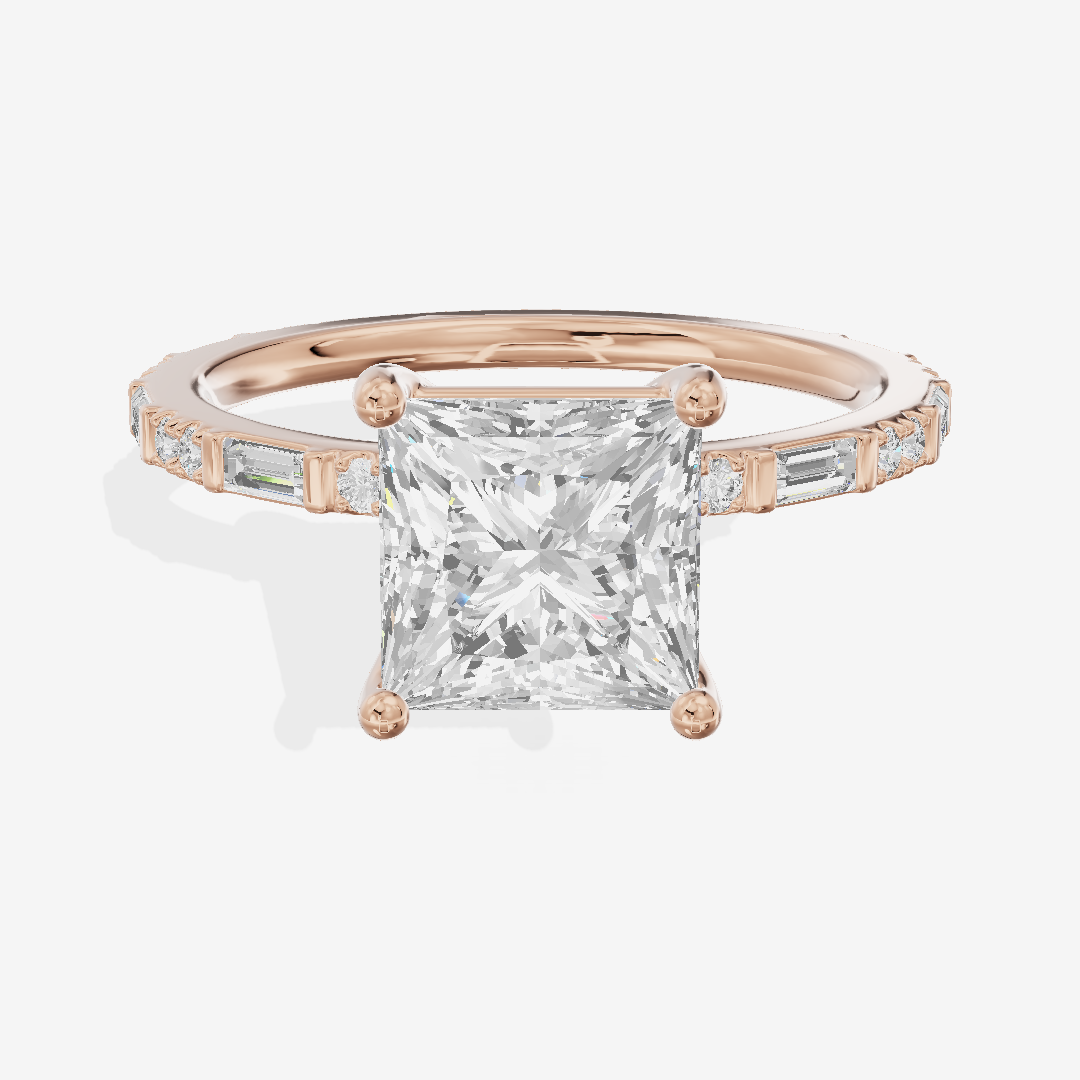 Twine Cathedral 1.8mm Princess Solitaire Engagement Ring (1/2 ct. tw.) in 18K Rose Gold