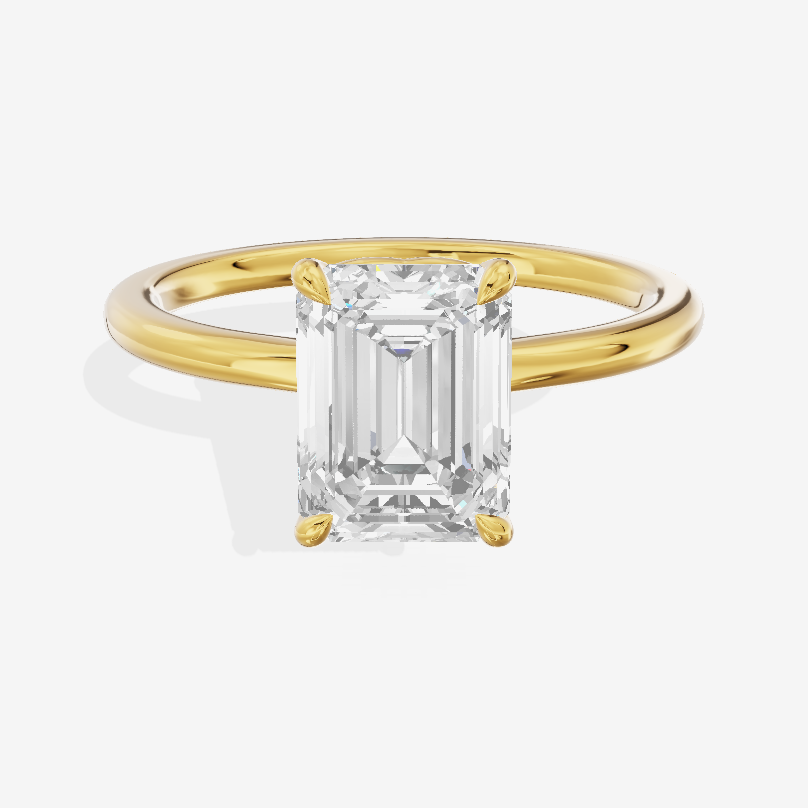 Coeurine Solitaire 1.8mm Emerald Solitaire Engagement Ring in 18K Yellow Gold