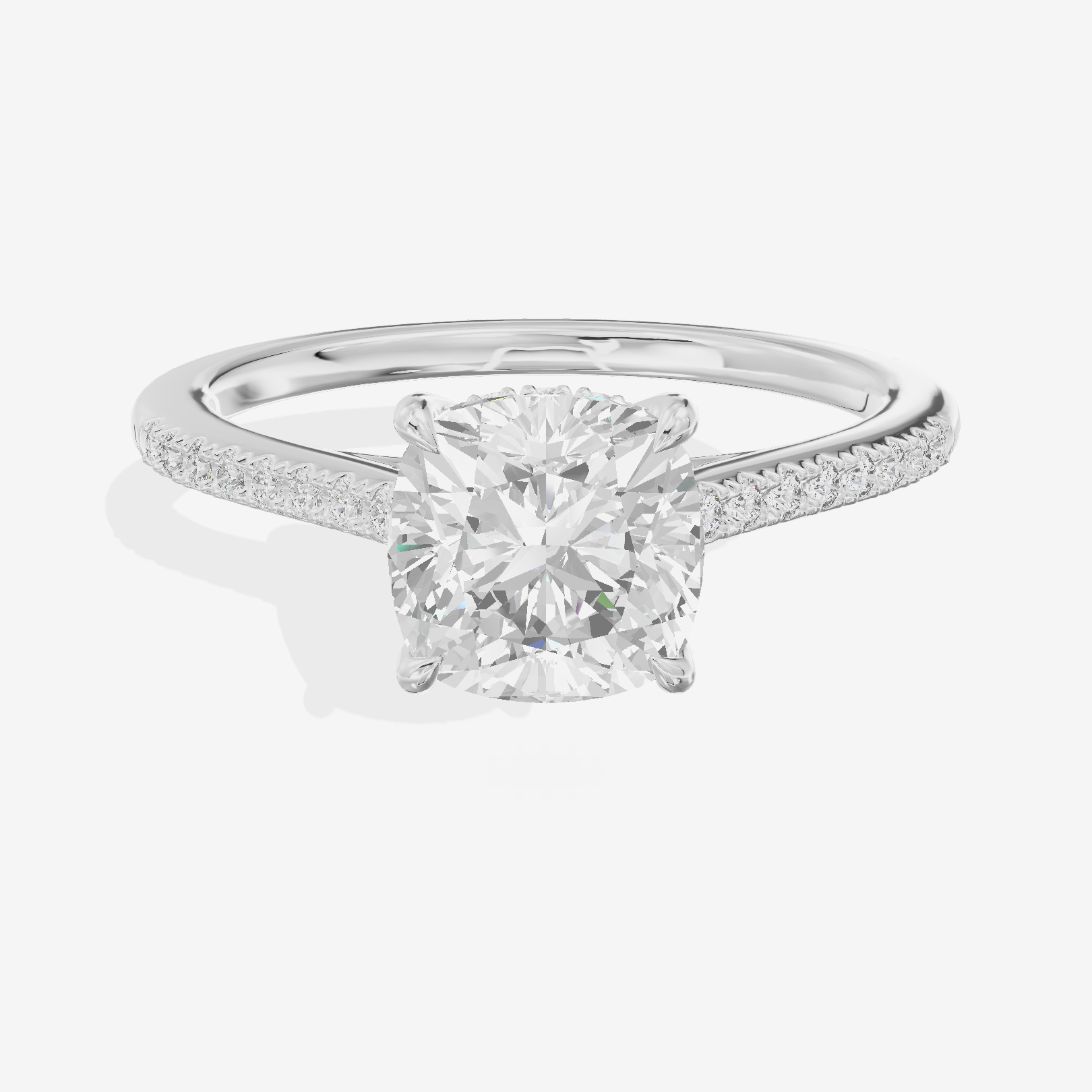 Twine Cushion Engagement Ring with Side Stones (7/8 ct. tw.) in 14K White Gold