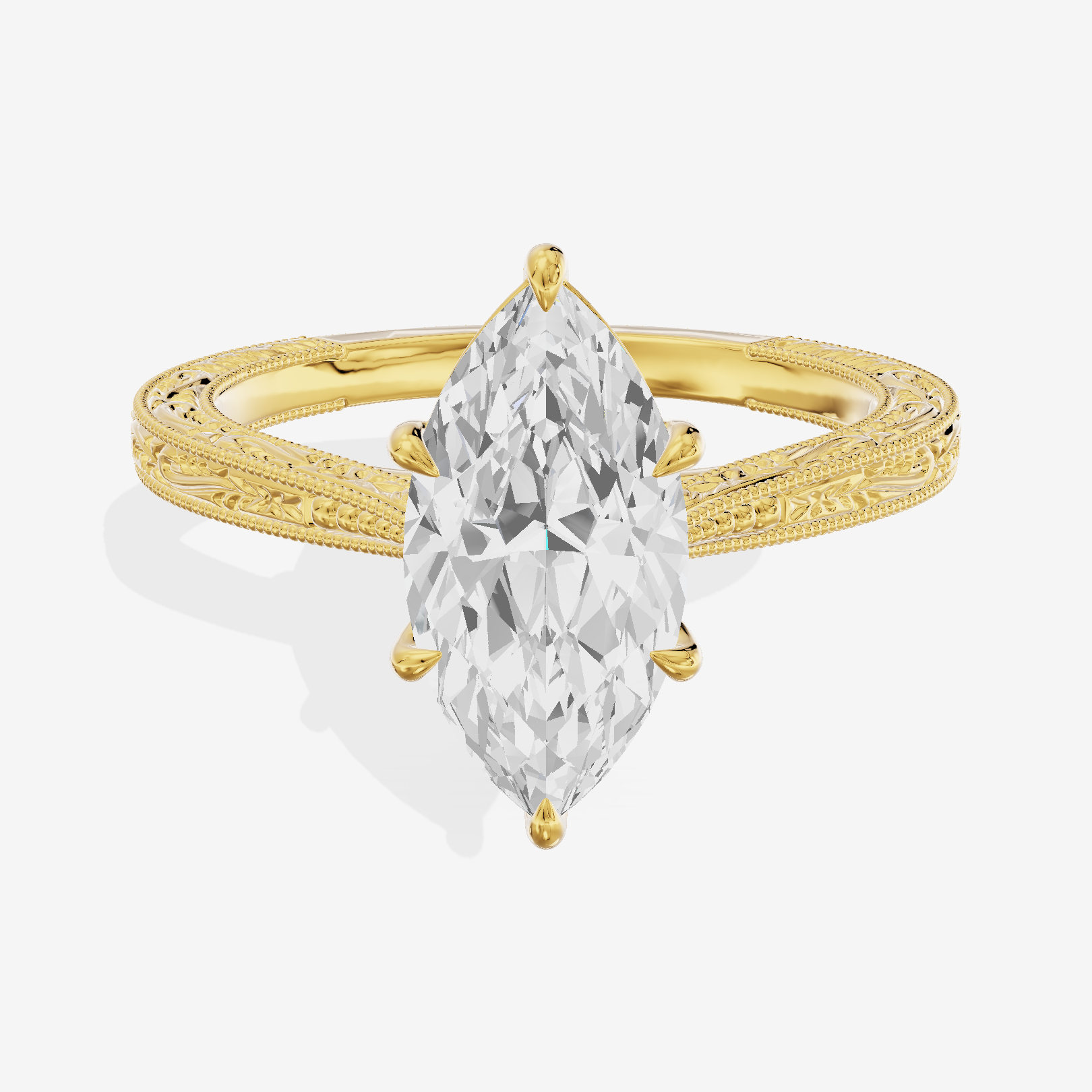 Vintage Vowsae Marquise Engagement Ring in 18K Yellow Gold