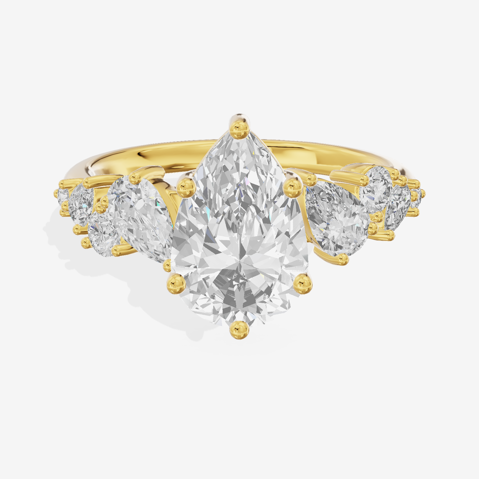 Selenia Cathedral 1.5mm Pear Solitaire Engagement Ring in 18K Yellow Gold