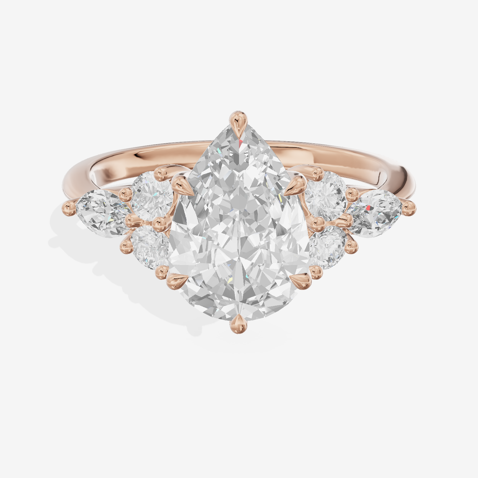 Luxe Vowsae Pear Engagement Ring with Side Stones (2/5 ct. tw.) in 18K Rose Gold