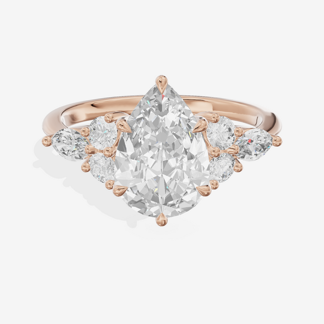 Luxe Vowsae Pear Engagement Ring with Side Stones (2/5 ct. tw.) in 18K Rose Gold