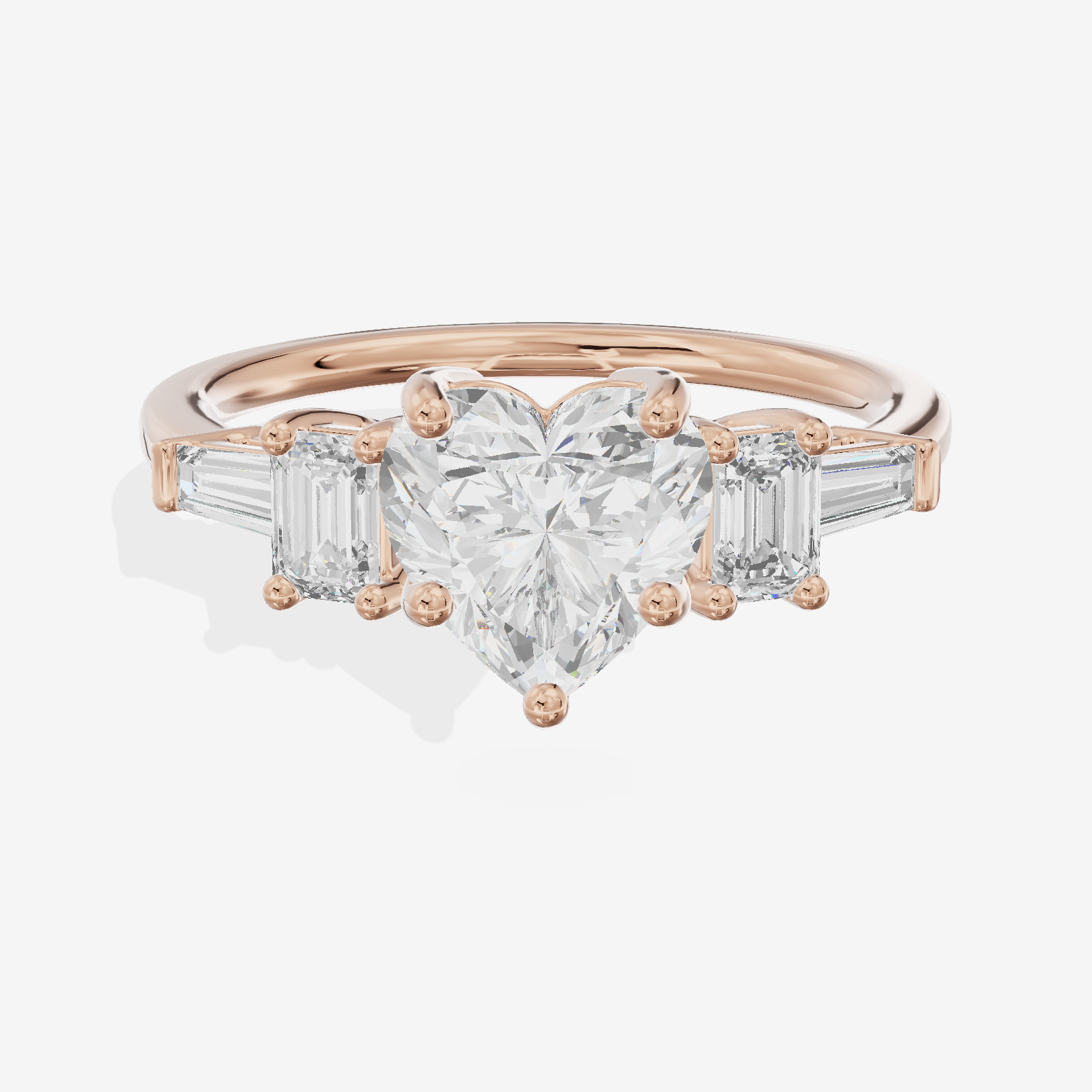 Vowsae Five Stone Heart Engagement Ring (3/4 ct. tw.) in 14K Rose Gold