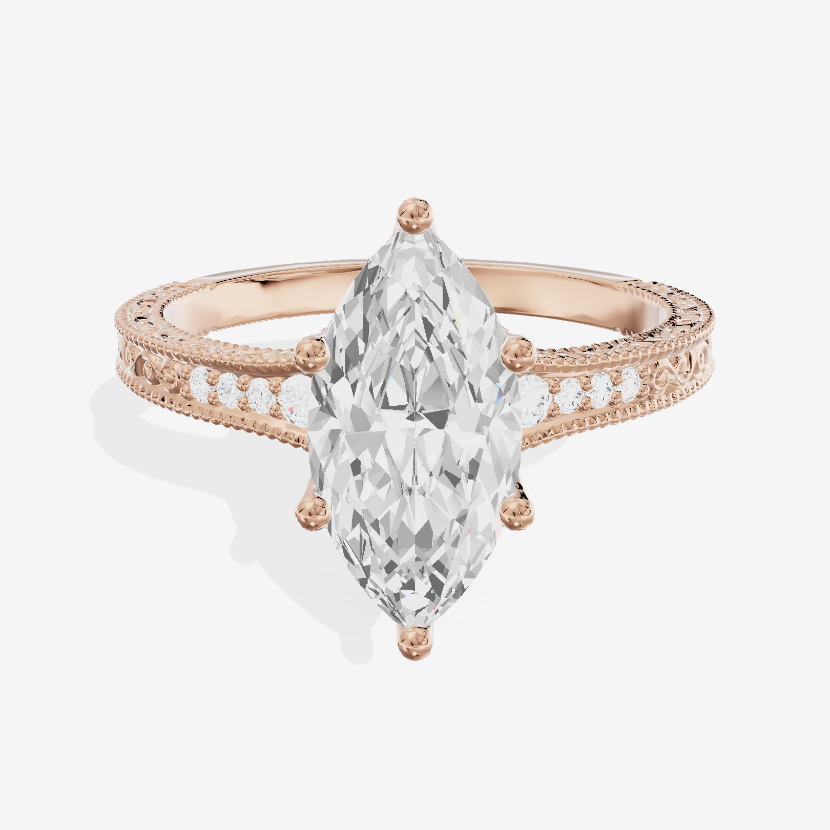 Vintage Sincere Marquise Engagement Ring (1/10 ct. tw.) in 18K Rose Gold