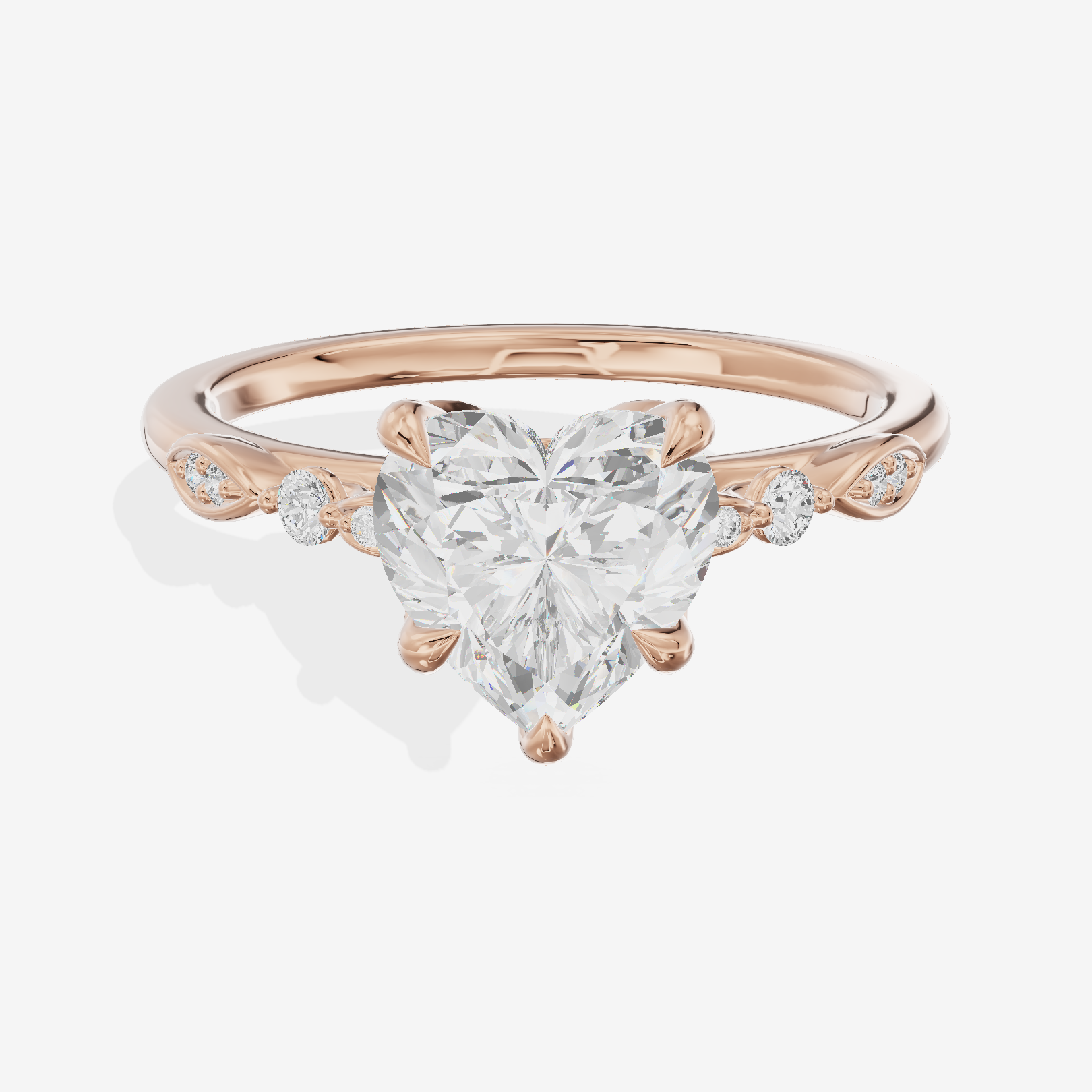 Lightwoven Heart Engagement Ring with Side Stones (1/6 ct. tw.) in 18K Rose Gold
