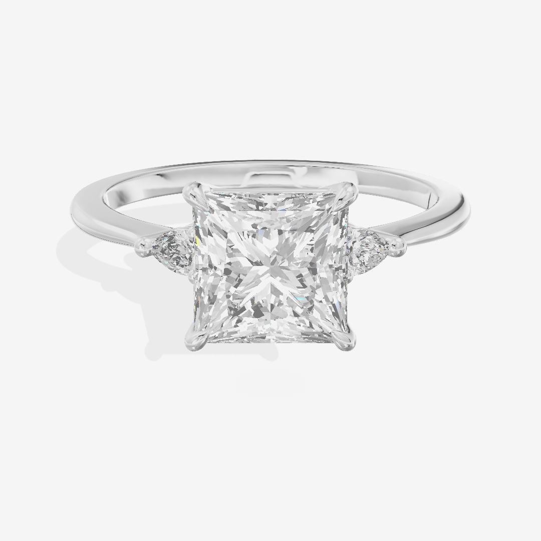 Coeurine Three Stone Princess Engagement Ring (1/8 ct. tw.) in Platinum