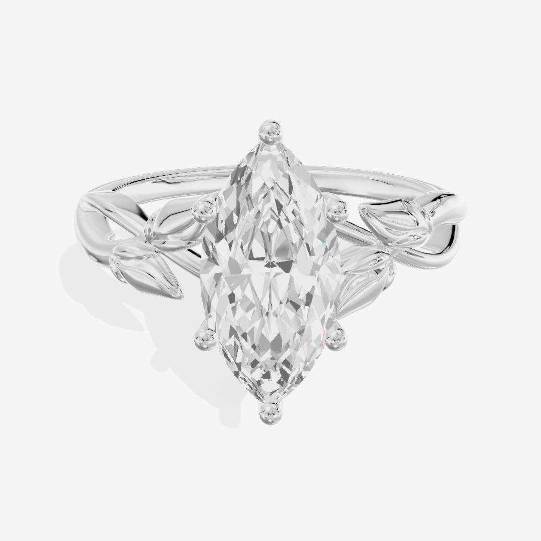 Sealed Vowsae 2.5mm Marquise Solitaire Engagement Ring in 18K White Gold