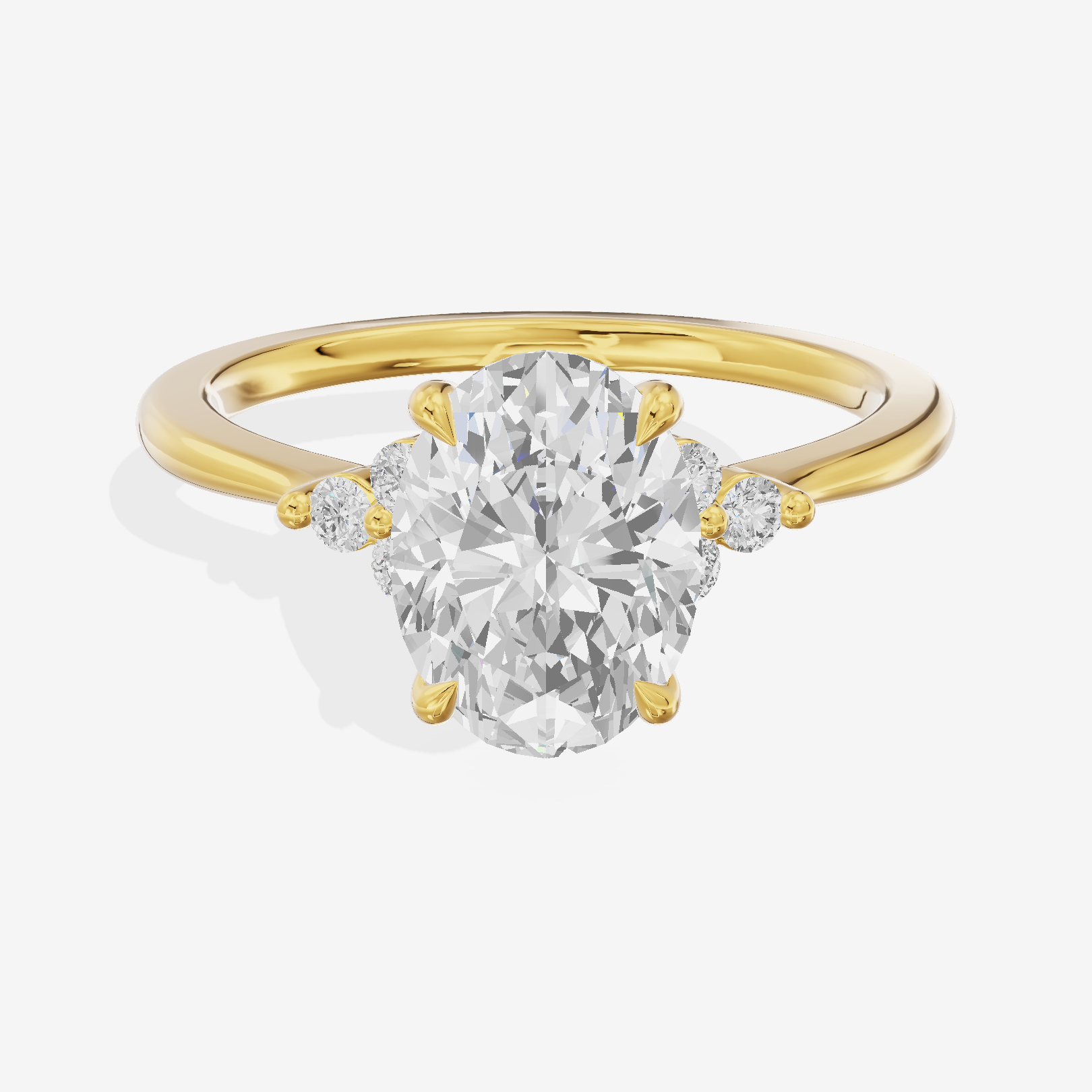 Petite Whisper Oval Engagement Ring with Side Stones (1/10 ct. tw.) in 18K Yellow Gold