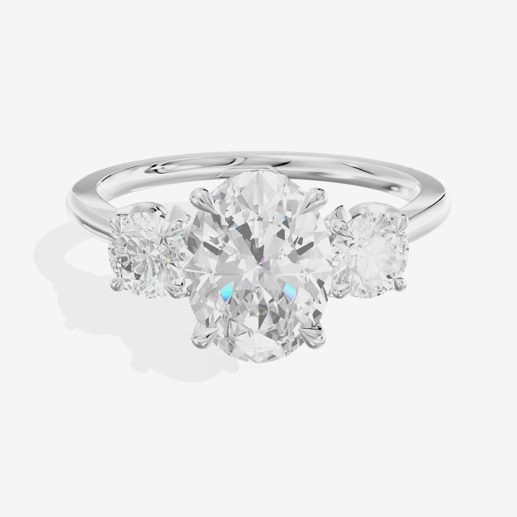 Royal Sincere Three Stone Oval Engagement Ring (2/3 ct. tw.) in 14K White Gold