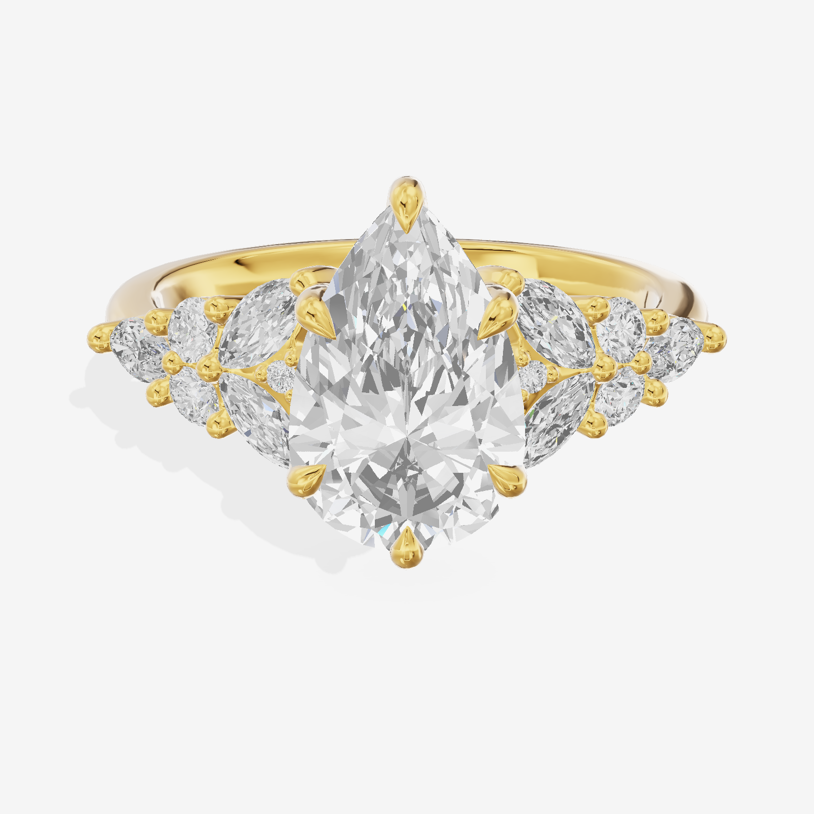 Tender Trueheart Pear Engagement Ring with Side Stones (1/2 ct. tw.) in 18K Yellow Gold