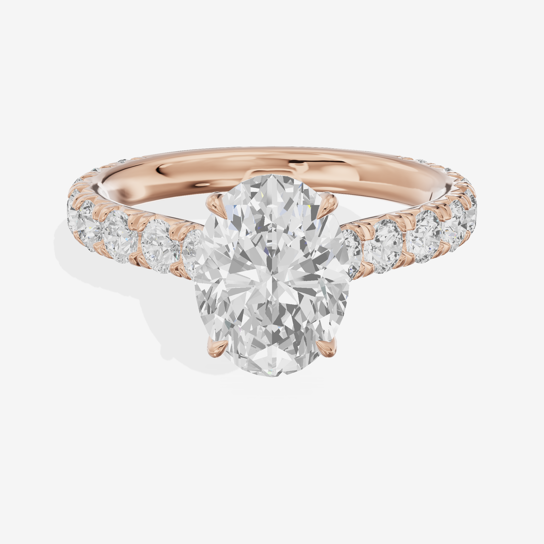 Twine Oval Engagement Ring with Side Stones (7/8 ct. tw.) in 14K Rose Gold