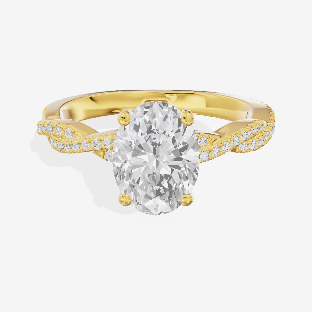 Petite Lightwoven Oval Pavé Engagement Ring (1/4 ct. tw.) in 14K Yellow Gold