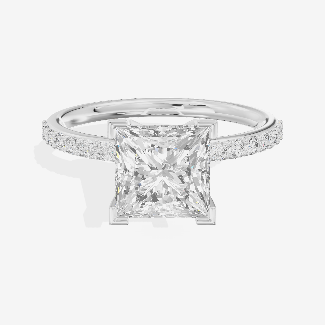 One of One Petite Princess Engagement Ring with Side Stones (1/4 ct. tw.) in Platinum