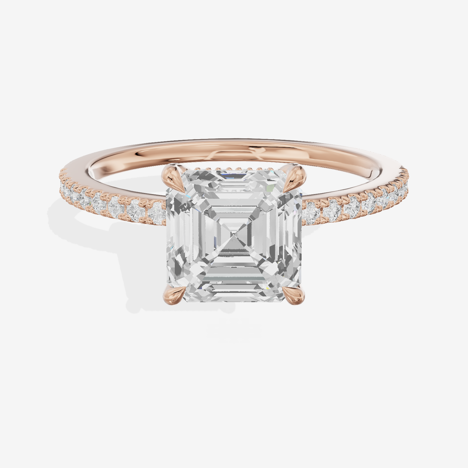 Lateria Hidden Halo Asscher Engagement Ring (1/5 ct. tw.) in 18K Rose Gold