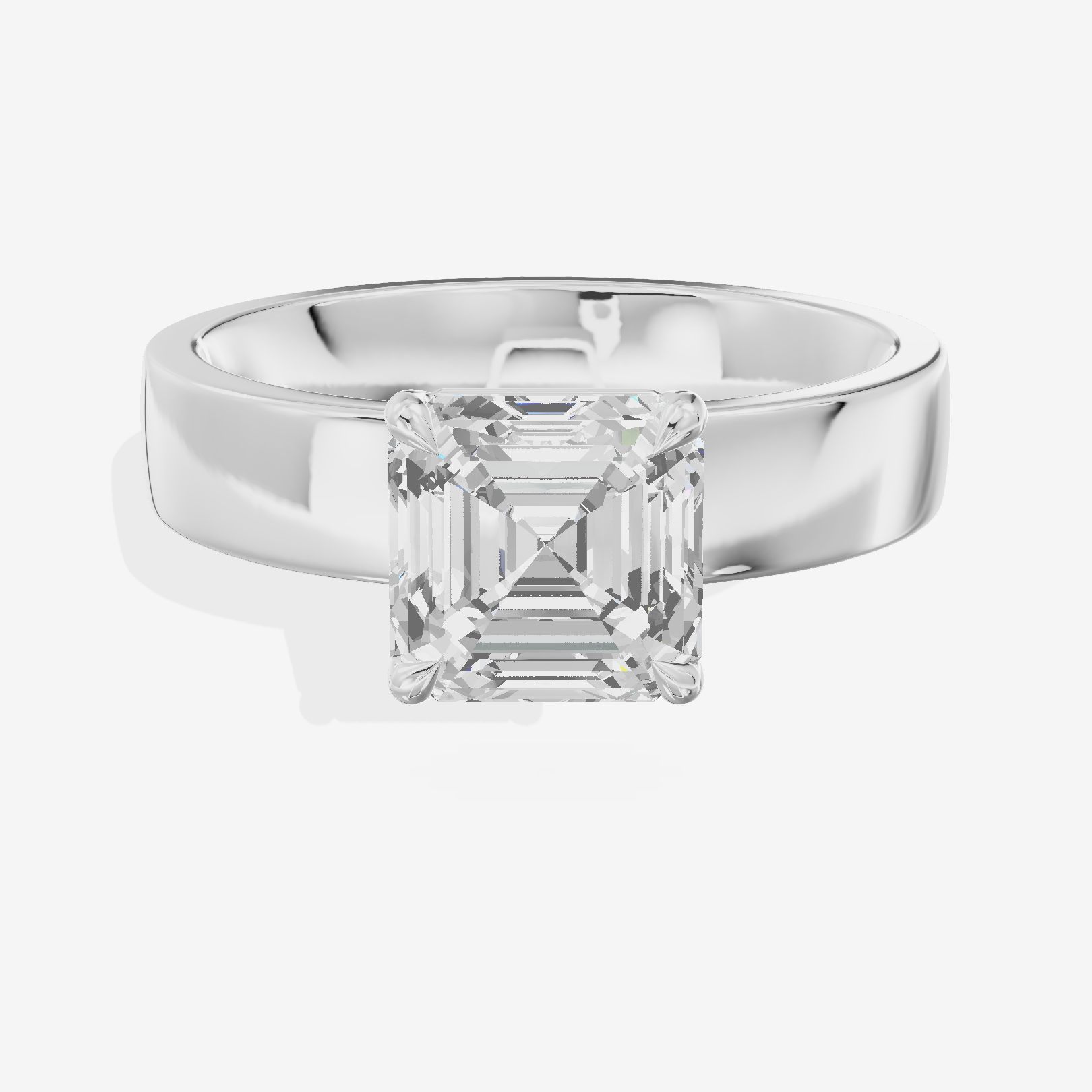 Hallowed Coeurine 4mm Asscher Solitaire Engagement Ring in 14K White Gold
