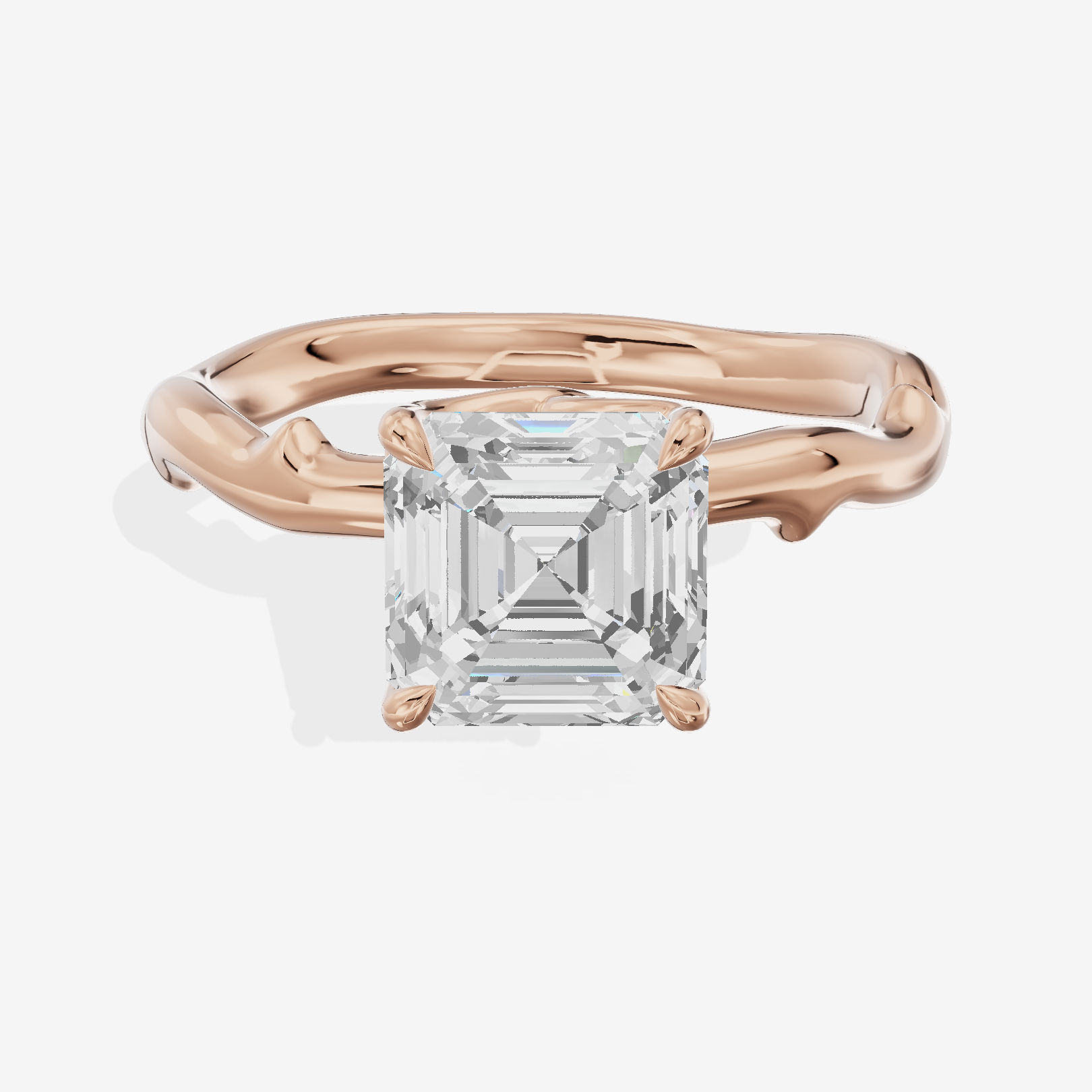 Vowsae Cathedral 2.2mm Asscher Solitaire Engagement Ring in 18K Rose Gold