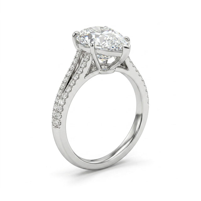 Split Shank Pear Engagement Ring (5.02 ct. tw.) in Platinum