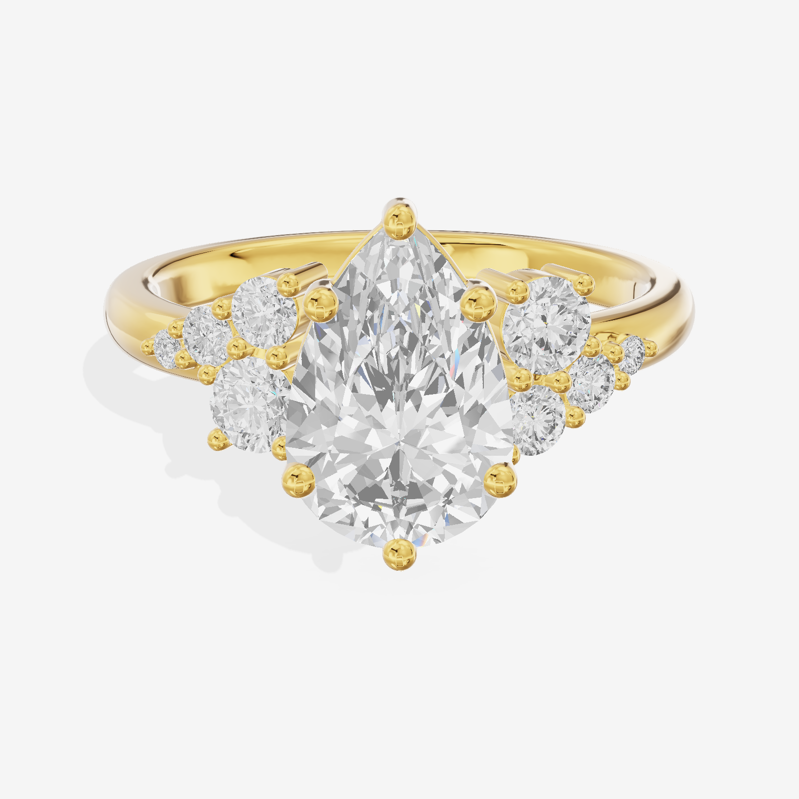 Modern Tender Pear Engagement Ring with Side Stones (1/3 ct. tw.) in 14K Yellow Gold