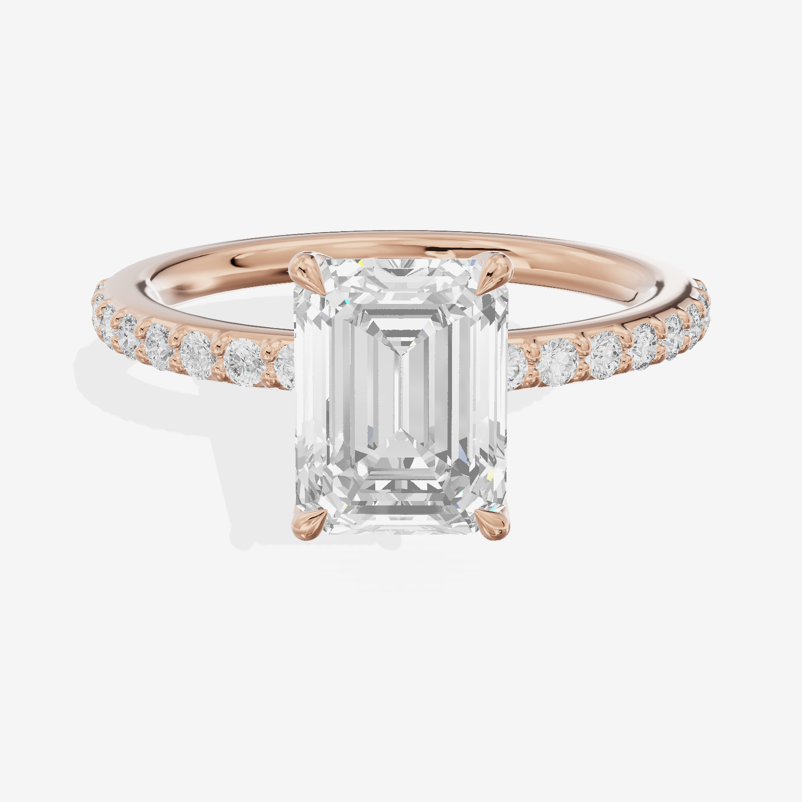 Luxe Whisper Emerald Engagement Ring with Side Stones (1/4 ct. tw.) in 14K Rose Gold