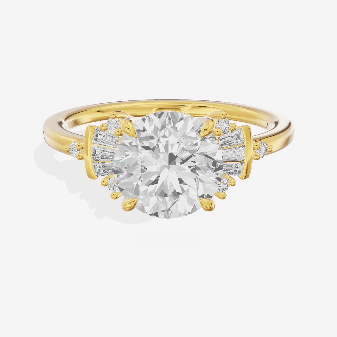 Lightwoven Pavé Round Engagement Ring with Side Stones (1/8 ct. tw.) in 14K Yellow Gold