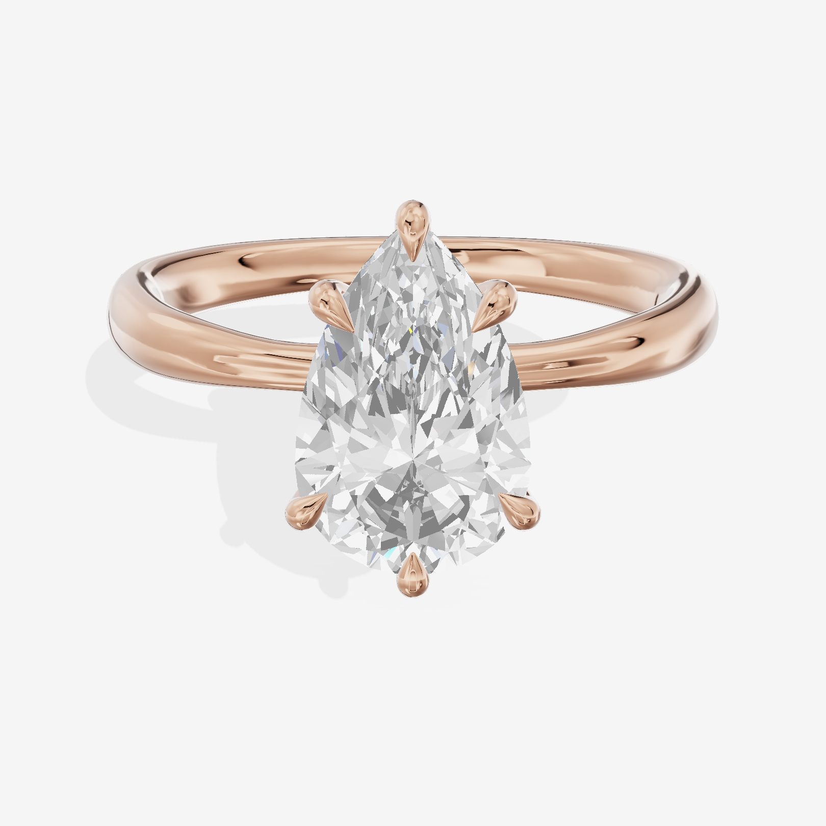 Classic Aimora 2.7mm Pear Solitaire Engagement Ring in 18K Rose Gold