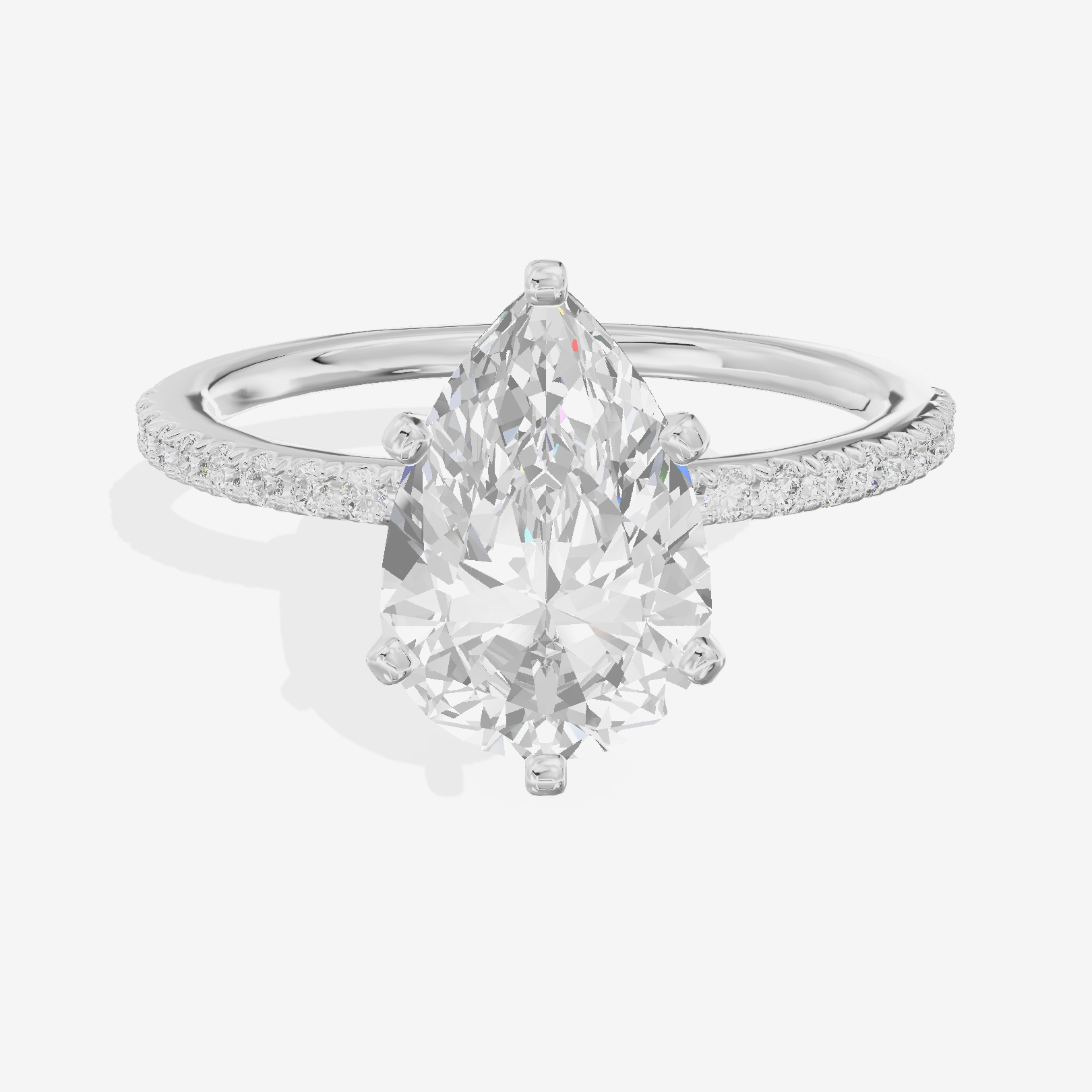 Grand Mayrelle Pear Engagement Ring with Side Stones (1/8 ct. tw.) in 18K White Gold