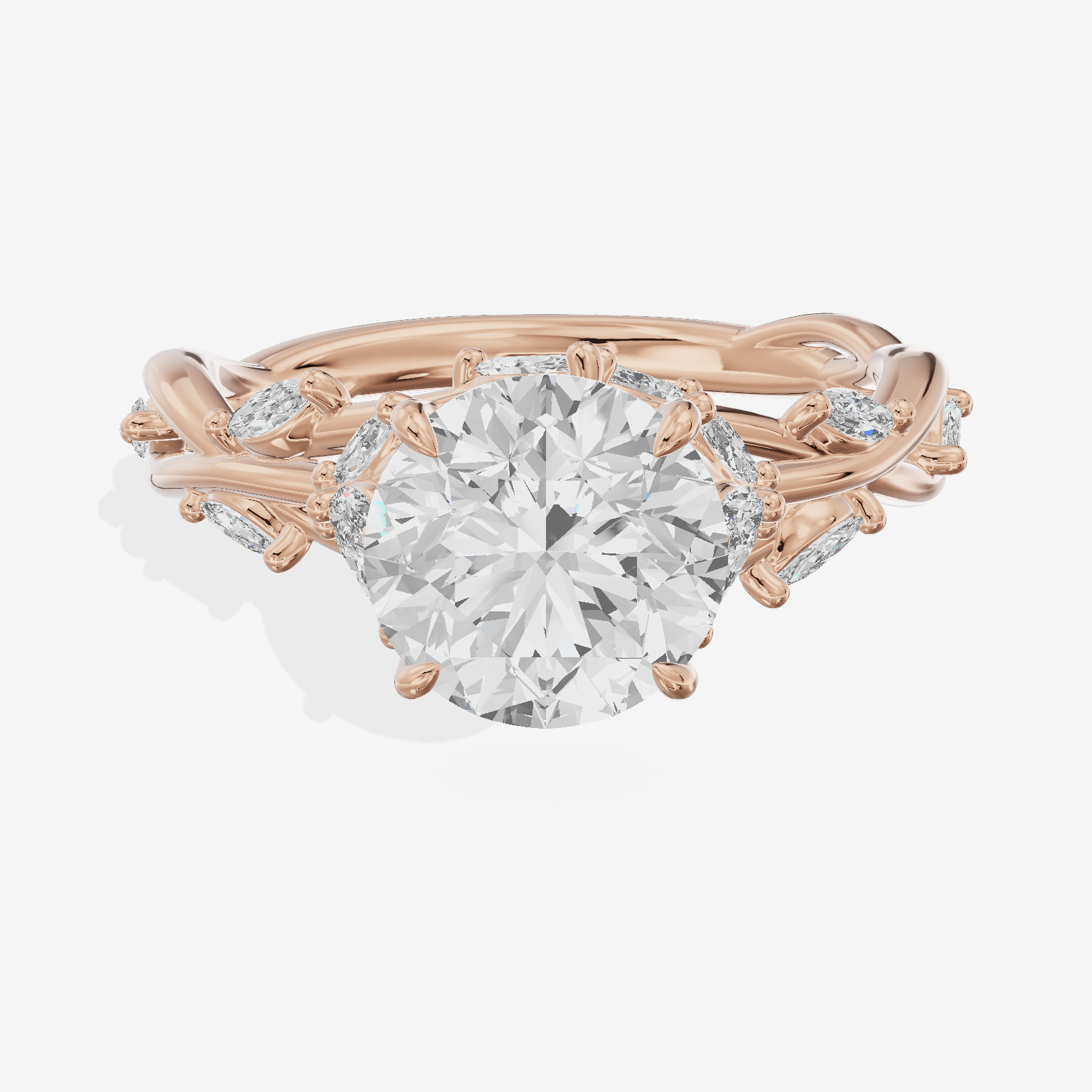 Twine Pavé Round Twisted Engagement Ring (1/2 ct. tw.) in 18K Rose Gold