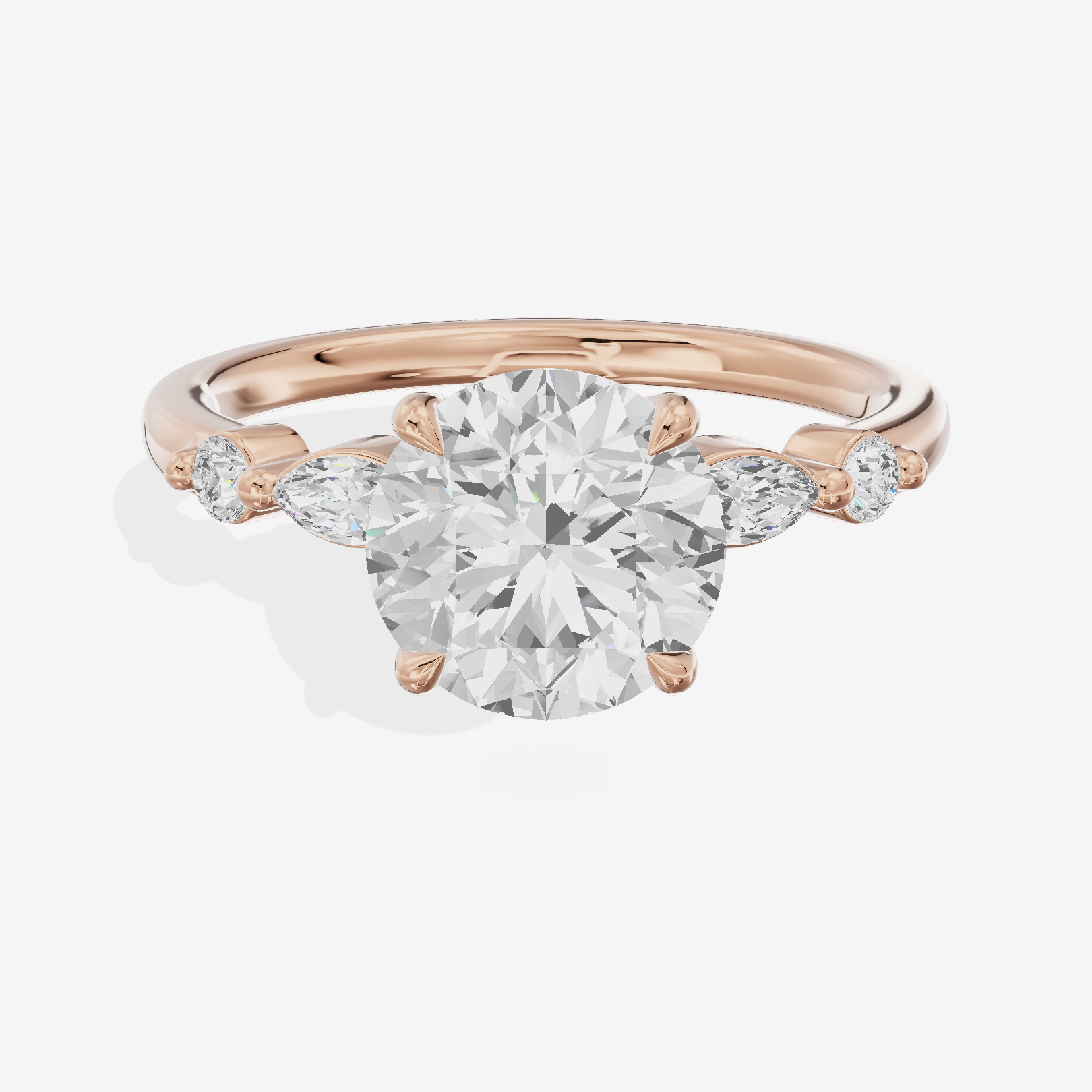 Eternal Promezza Round Engagement Ring with Side Stones (1/6 ct. tw.) in 14K Rose Gold