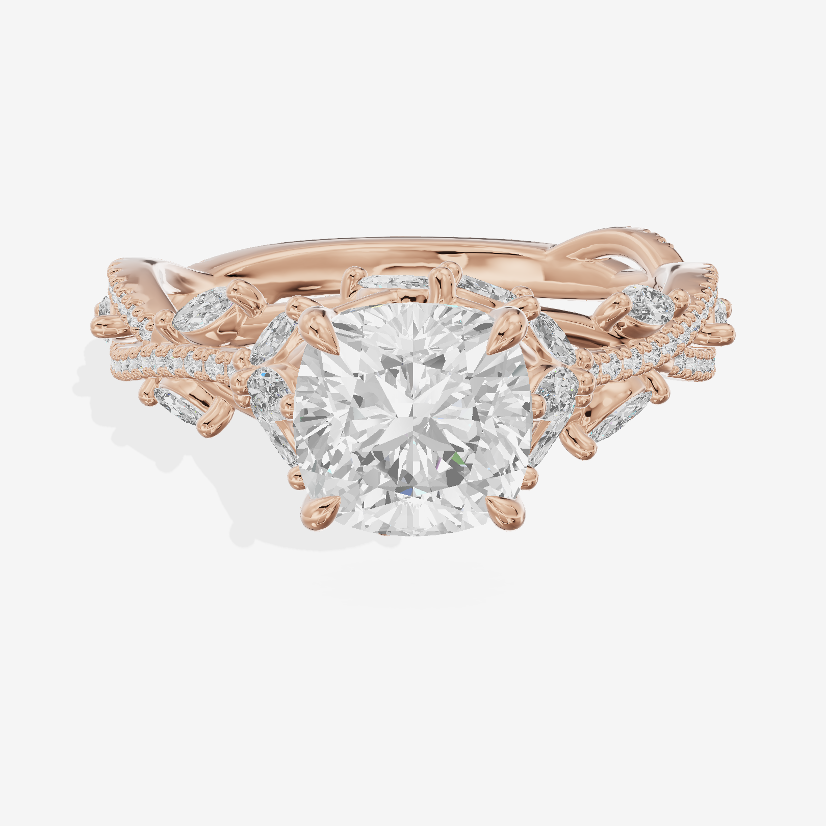 Grand Twine Cushion Twisted Engagement Ring (3/4 ct. tw.) in 18K Rose Gold