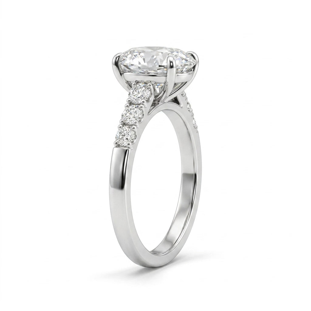 Hidden Halo Oval Engagement Ring (4.01 ct. tw.) in 14K White Gold
