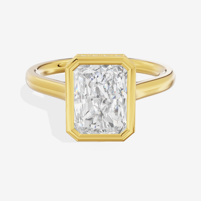 Sincere Hidden Halo Radiant Engagement Ring (1/6 ct. tw.) in 14K Yellow Gold
