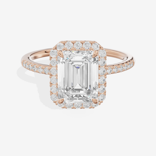 Vowsae Halo Emerald Engagement Ring (1/5 ct. tw.) in 18K Rose Gold
