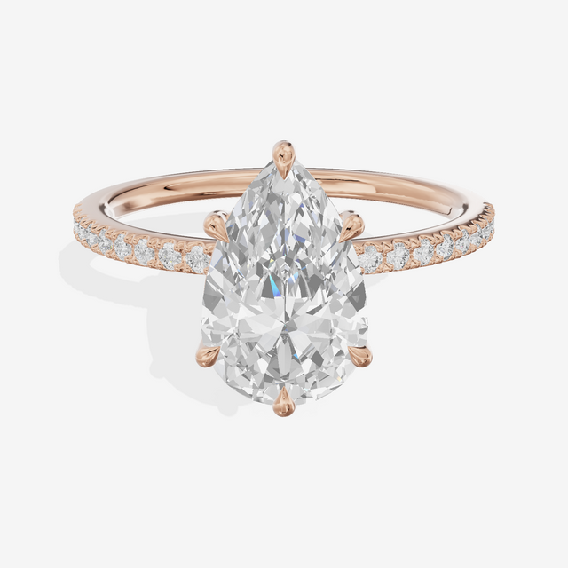 Tender Vowsae Pear Engagement Ring with Side Stones (1/8 ct. tw.) in 14K Rose Gold