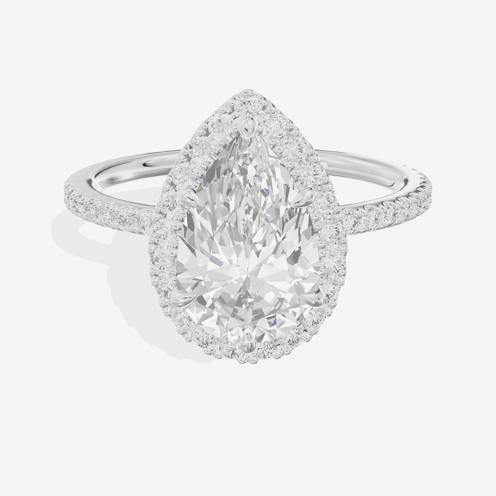 Selenia Pear Hidden Halo Engagement Ring (1/6 ct. tw.) in 14K White Gold