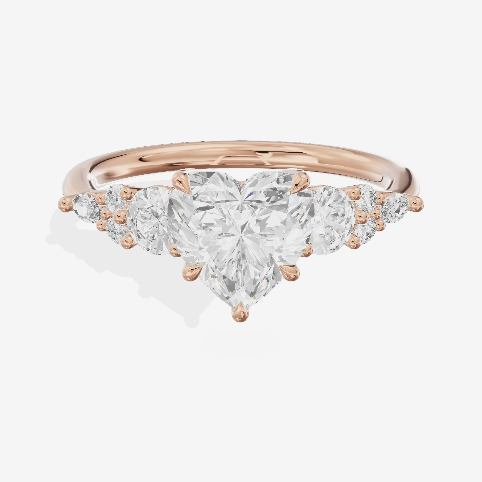 Triade Eternity Heart Three Stone Engagement Ring (2/5 ct. tw.) in 18K Rose Gold