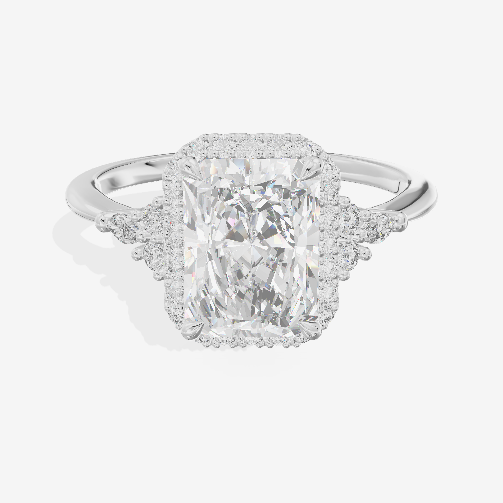 Clusta Halo Radiant Engagement Ring (1/2 ct. tw.) in 18K White Gold