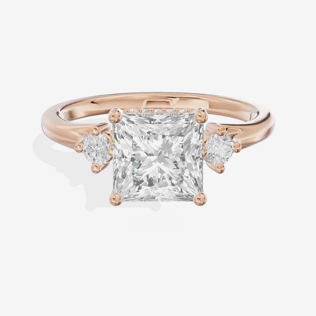 Sincere Three Stone Princess Engagement Ring (1/6 ct. tw.) in 14K Rose Gold