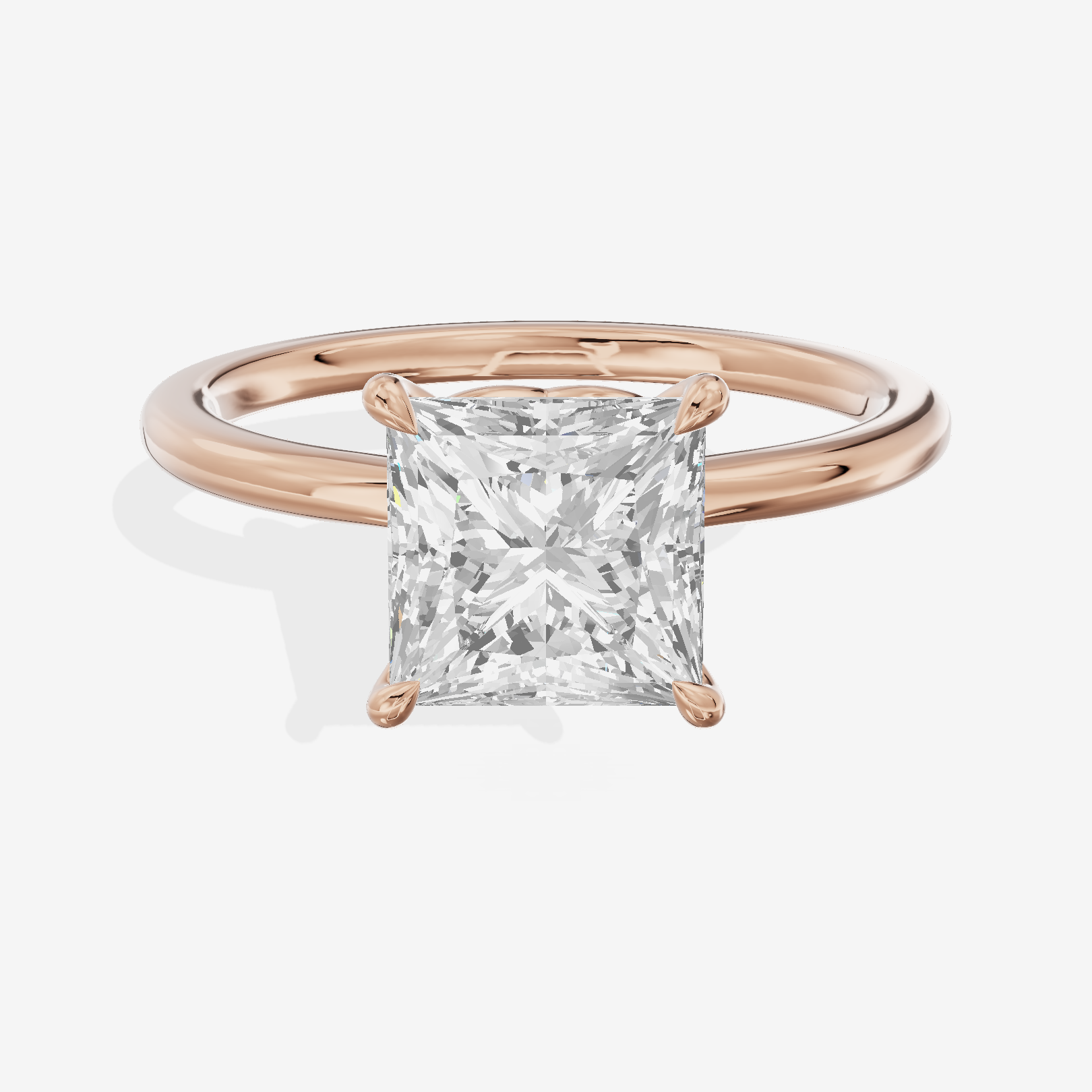 Coeurine Solitaire 1.8mm Princess Solitaire Engagement Ring in 14K Rose Gold